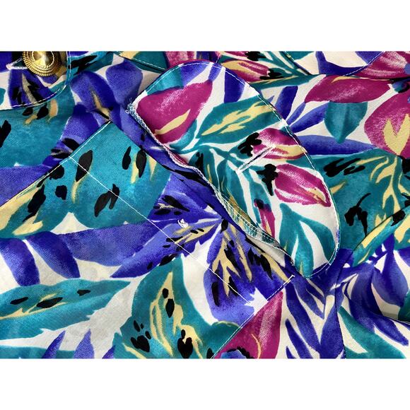 Women's Vintage Jordan Floral Button Front Blouse 12 - Picture 5 of 6